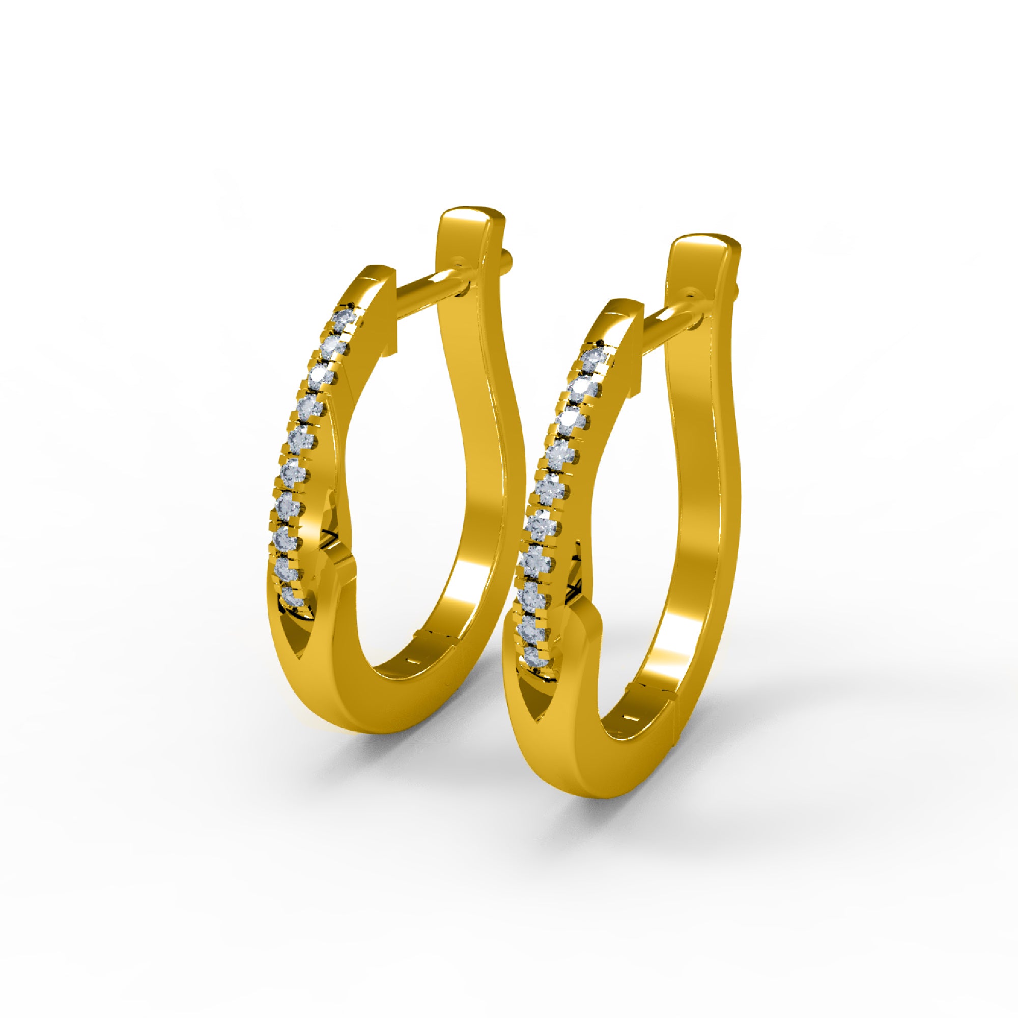 RKC 925 Sterling Silber Creolen-Ohrring für Damen, 14 Karat Gelb, Gesamtgewicht: 3,40 GM, Höhe: 19,00 mm