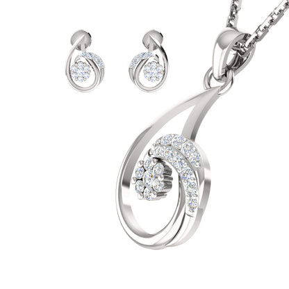 RKC 925 Silber, insgesamt 0,42 ct Moissanit-Anhänger, Ohrring-Set, Gewicht 5,40 g, mit 14-karätiger Rosévergoldung