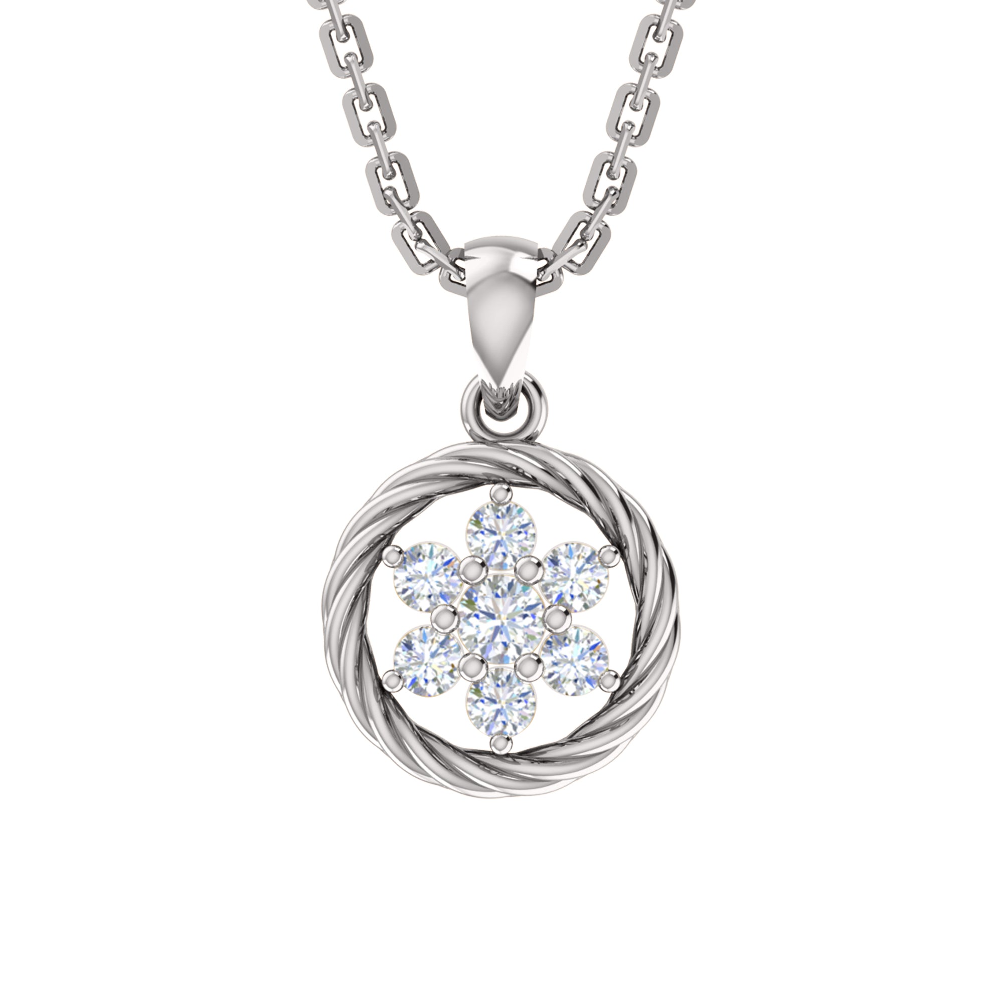 Ciondolo floreale in moissanite da 0,25 ct RKC, gioielli in argento 925, placcato in oro giallo 14 carati, peso 3,80 g, altezza 16,50 mm