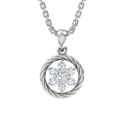 Ciondolo floreale in moissanite da 0,25 ct RKC, gioielli in argento 925, placcato in oro giallo 14 carati, peso 3,80 g, altezza 16,50 mm