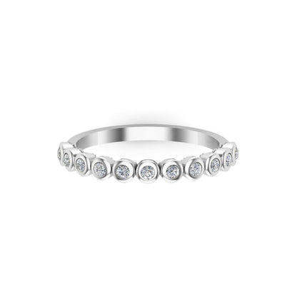 RKC Moissanite Half Eternity Birthday Special Band Anello da donna in argento 925 placcato in oro giallo 14 carati Peso 1,70 g Larghezza 1,70 mm