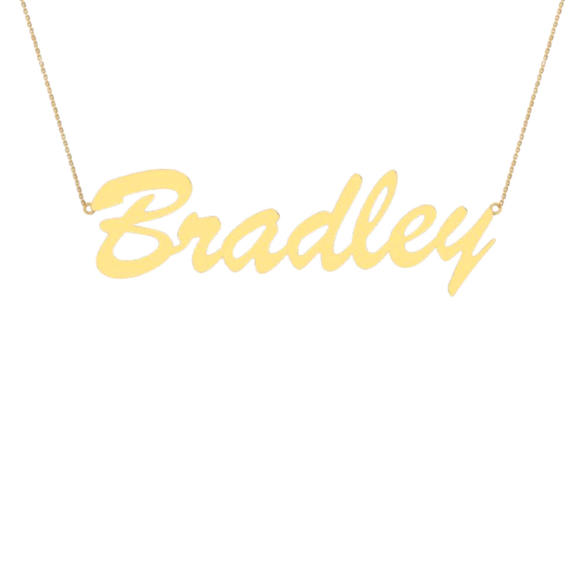 RKC BRADLEY Initial Name Pendant Necklace 14k Yellow Gold Plated 925 Silver Weight 5gm
