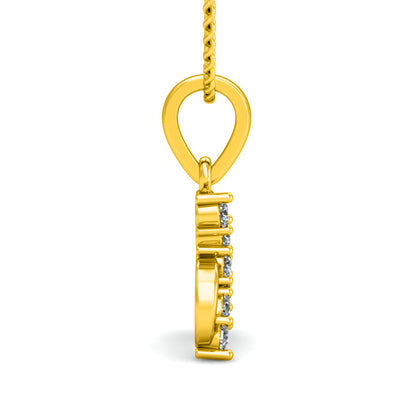 RKC Blumenförmiger 0,09 Karat Moissanit-Jubiläumsgeschenk-Anhänger, 14 Karat Gelbgold vergoldet, Gewicht 2,7 g, Höhe 14,5 mm