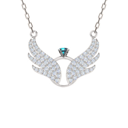 RKC 1,05 Karat Flügel-Anhänger, 925er Silberschmuck, 14 Karat Gelbgold vergoldet, Gewicht 5,60 g, Höhe 17,20 mm