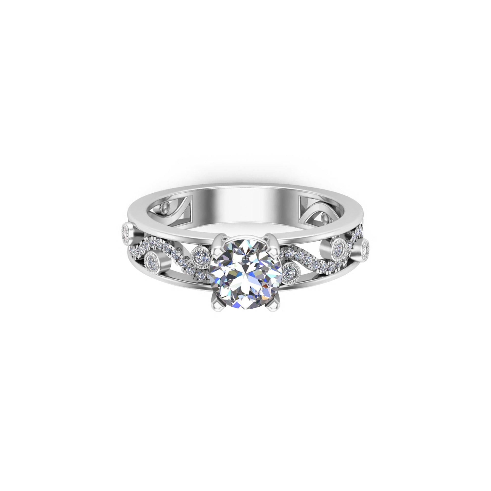 Fede nuziale solitario RKC Moissanite Miligrain Anello in argento 925 placcato oro Peso 3 g Larghezza 3,50 mm