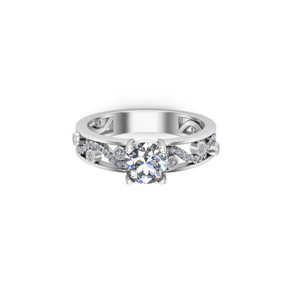 Fede nuziale solitario RKC Moissanite Miligrain Anello in argento 925 placcato oro Peso 3 g Larghezza 3,50 mm
