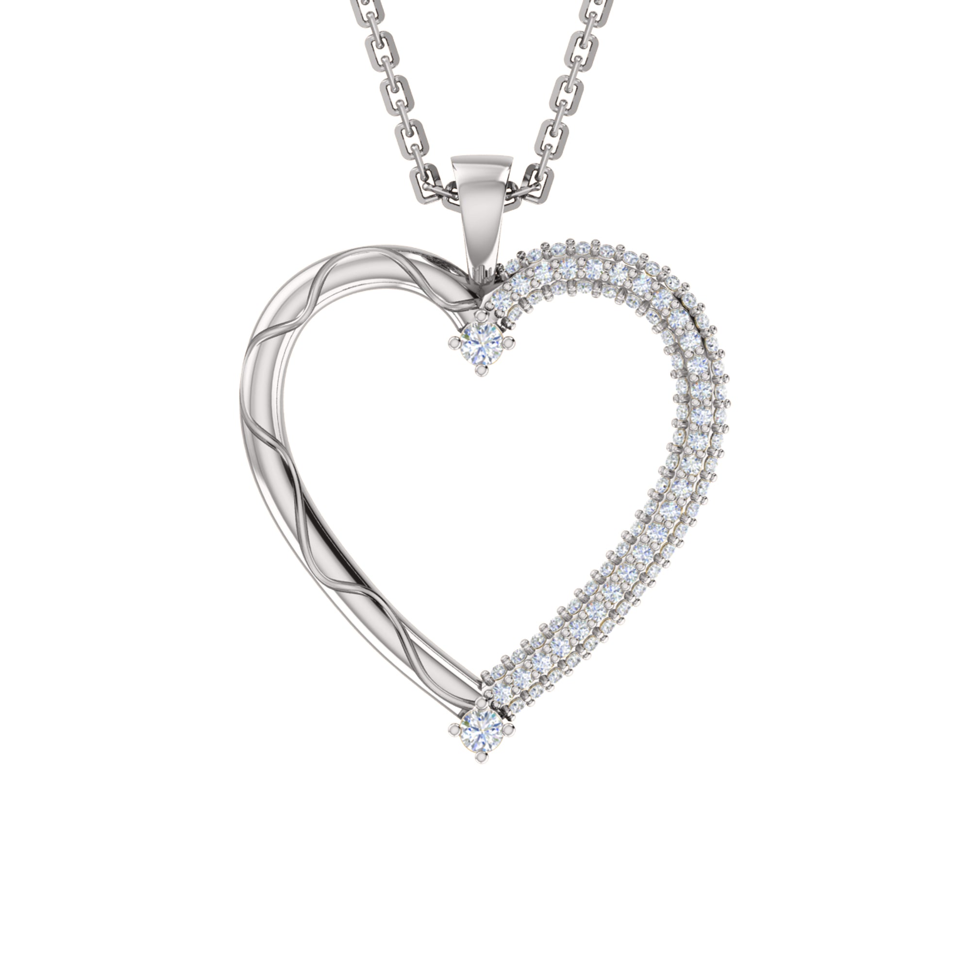 RKC Ciondolo stile cuore in moissanite da 0,46 ct, gioielli in argento 925, placcato in oro giallo 14 carati, peso 4,10 g, altezza 28 mm