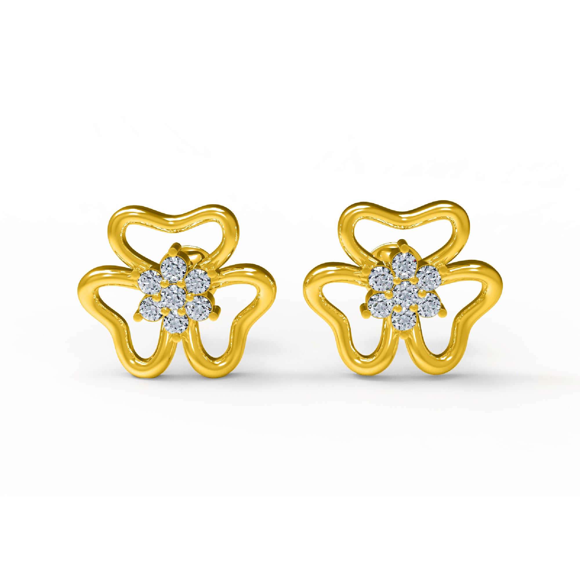 RKC 925 Sterling Silber Damen-Ohrring mit Blumenmuster für den täglichen Gebrauch, 14 Karat Rose über Produktgewicht 2,20 GM, Höhe 11,40 mm