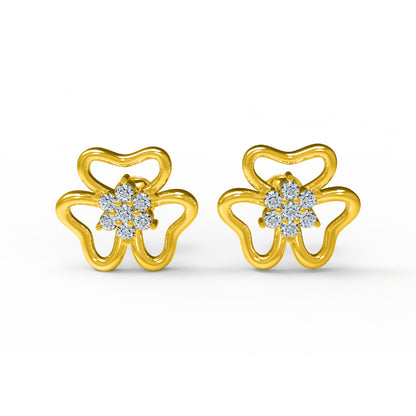 RKC 925 Sterling Silber Damen-Ohrring mit Blumenmuster für den täglichen Gebrauch, 14 Karat Rose über Produktgewicht 2,20 GM, Höhe 11,40 mm