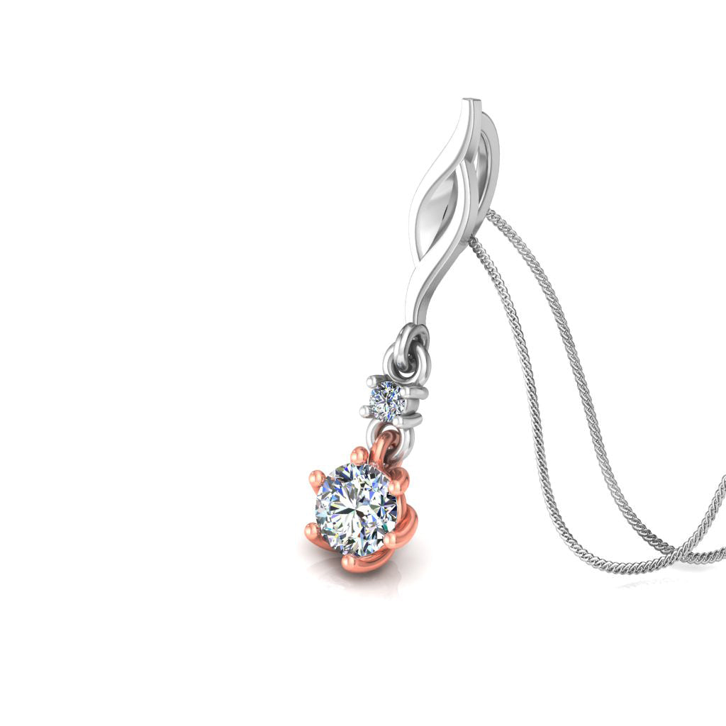 Ciondolo in moissanite da 0,27 ct con due pietre in argento con finitura in oro bianco RKC, regalo per lei, altezza 20,00 mm, peso 2,6 g