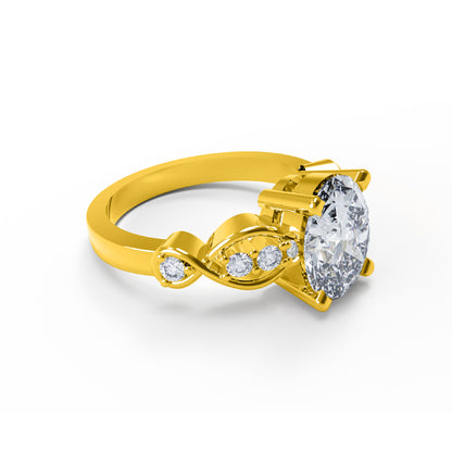 RKC Moissanit-Hochzeitstagsring im Ovalschliff, 925er Sterlingsilber, 14 Karat Gelbgold vergoldet, Gewicht 4,50 g, Breite 2,50 mm