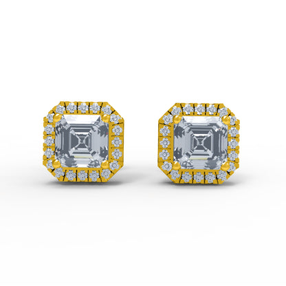 Orecchino da donna a bottone in argento sterling RKC 925 14k giallo sopra peso 2,3 Gm altezza 7,80 MM