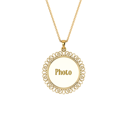 RKC Memory Photo Pendant Locket 14k Yellow Gold Plated 925 Silver Weight 6gm