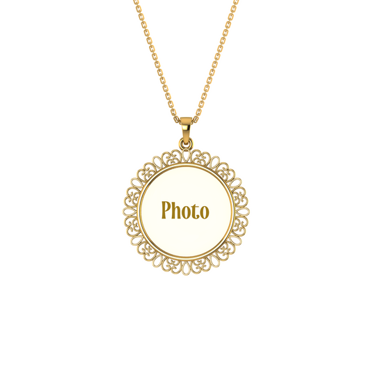 RKC Memory Photo Pendant Locket 14k Yellow Gold Plated 925 Silver Weight 6gm