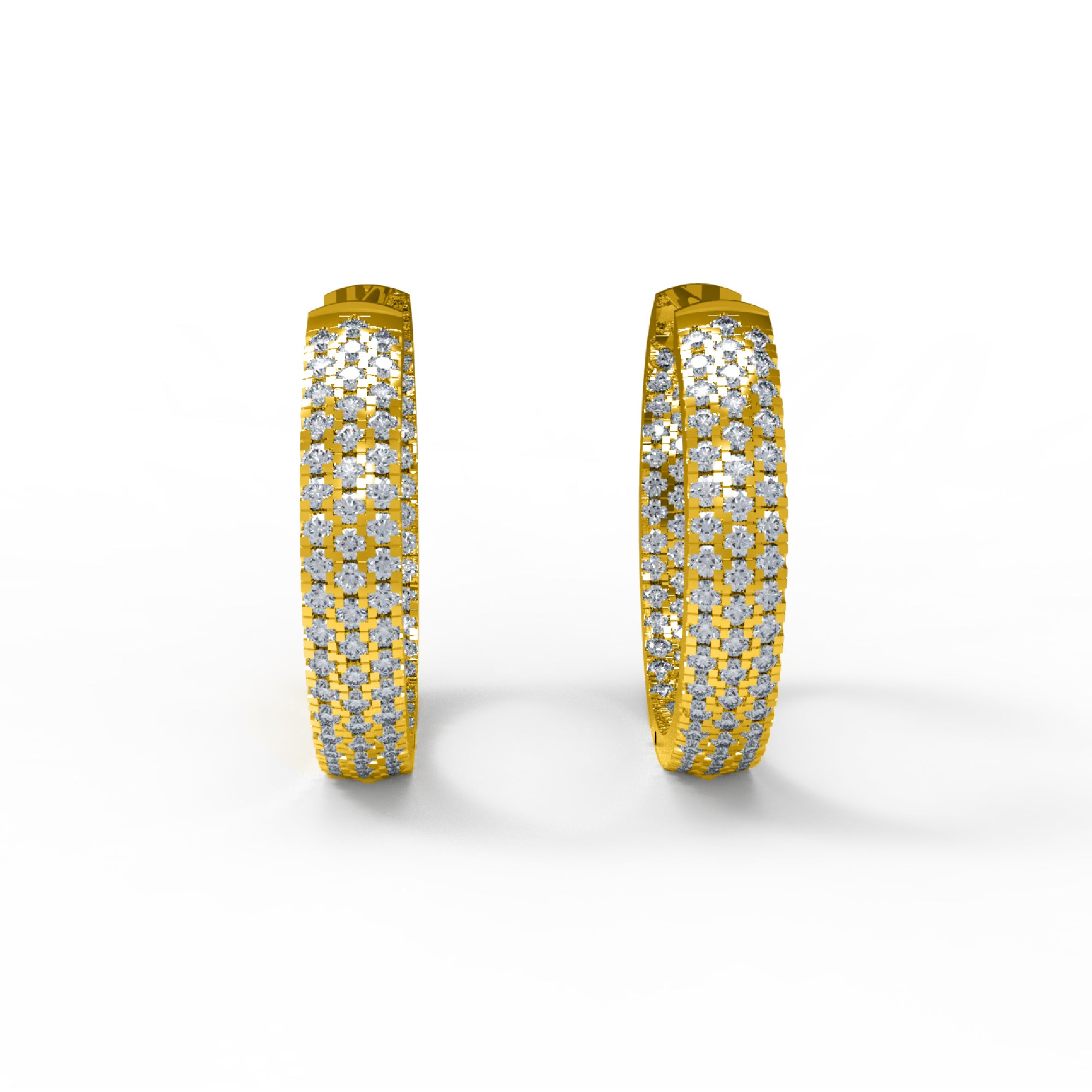 RKC 925 Sterling Silber Hoops & Huggies Damen-Ohrring, 14 Karat Gelb über Produktgewicht 7,00 GM, Höhe 22,00 mm