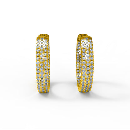 RKC 925 Sterling Silber Hoops & Huggies Damen-Ohrring, 14 Karat Gelb über Produktgewicht 7,00 GM, Höhe 22,00 mm