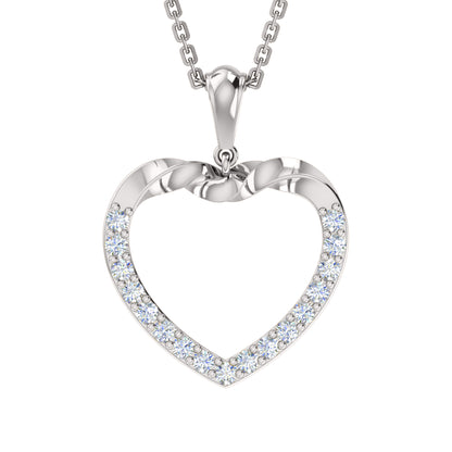 Ciondolo a forma di cuore in moissanite da 0,51 ct RKC, gioielli in argento 925 placcati in oro bianco 14 carati, peso 3,60 g, altezza 28 mm.