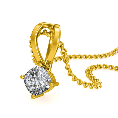 Ciondolo da donna solitario in moissanite da 0,48 ct in argento sterling 925 RKC, finitura in oro rosa 14 carati, peso 2,8 g, altezza 13 mm