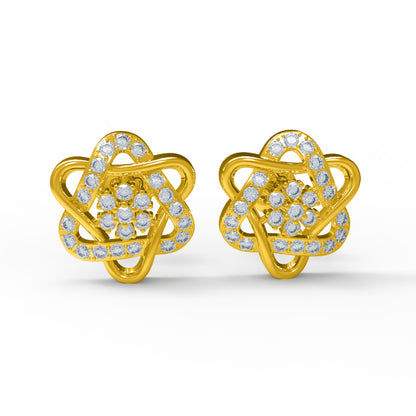 RKC Damen-Ohrstecker aus 925er-Sterlingsilber mit Schraubverschluss, 14-Karat-Rose, Produktgewicht: 5,20 GM, Höhe: 16,50 mm