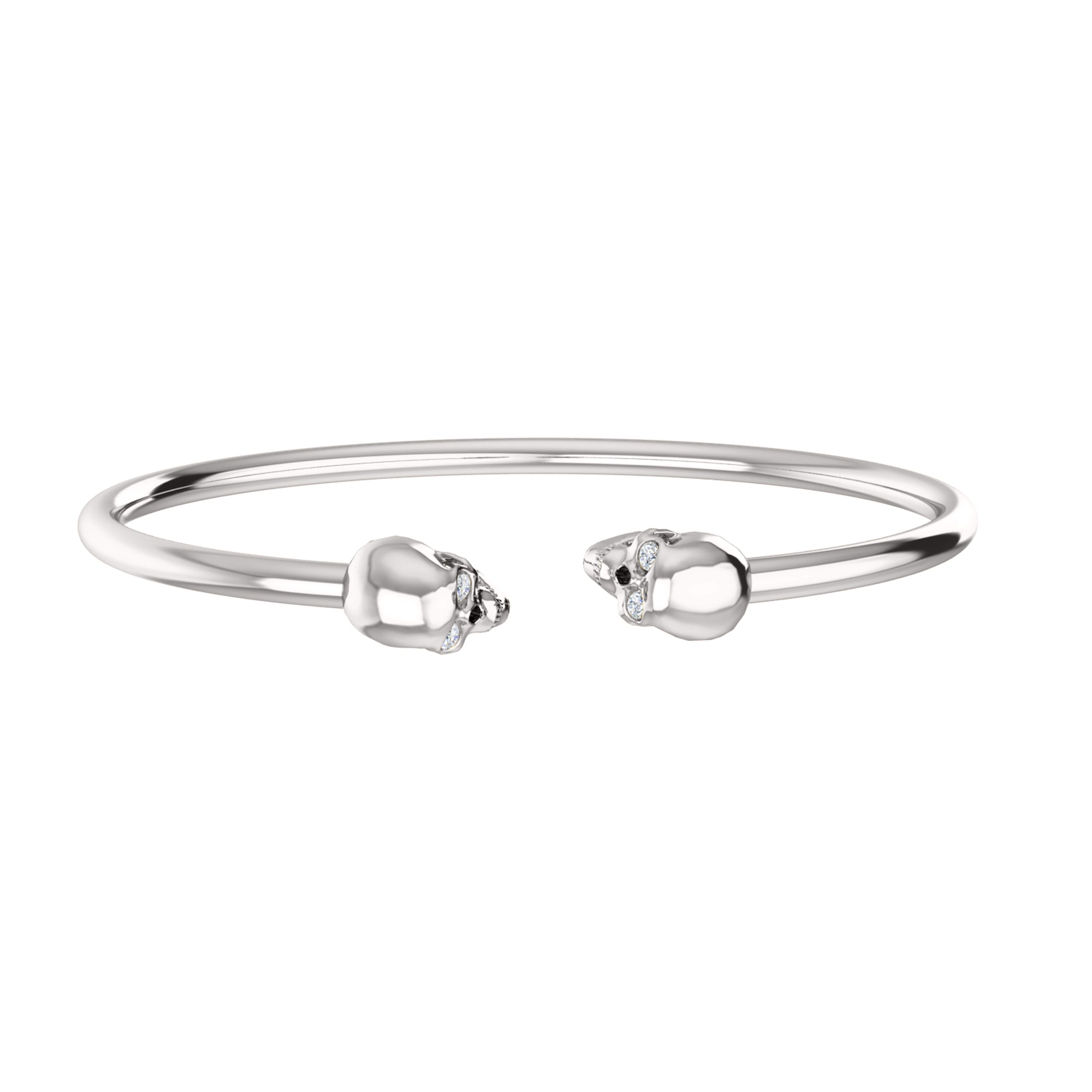 RKC 925 Sterling Silber 0,1 Karat Moissanit Damen-Totenkopf-Armreif, 14 Karat Roségold vergoldet, Gewicht 10,00 g, Höhe 50,00 mm
