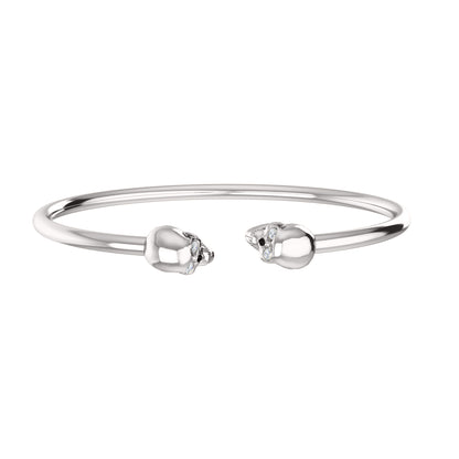 RKC 925 Sterling Silber 0,1 Karat Moissanit Damen-Totenkopf-Armreif, 14 Karat Roségold vergoldet, Gewicht 10,00 g, Höhe 50,00 mm