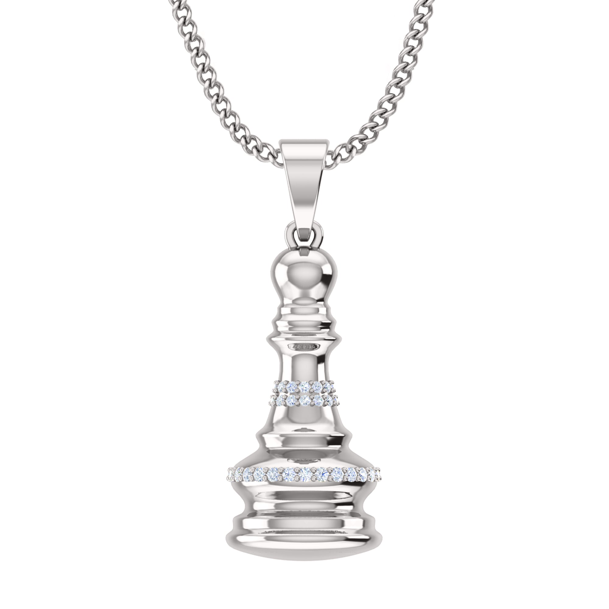 RKC 0,20 ct Moissanit Königin Schachfigur Anhänger 925 Silber Schmuck 14 K Gelbgold vergoldet 5 g 28,00 mm