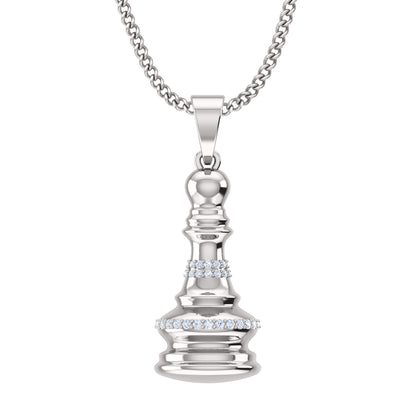 RKC 0,20 ct Moissanit Königin Schachfigur Anhänger 925 Silber Schmuck 14 K Gelbgold vergoldet 5 g 28,00 mm