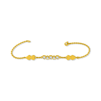 RKC Damen-Charm-Armband in Herzform, 925er-Sterlingsilber, 0,9 Karat Moissanit, 14 Karat Roségold vergoldet, Gewicht 5 g