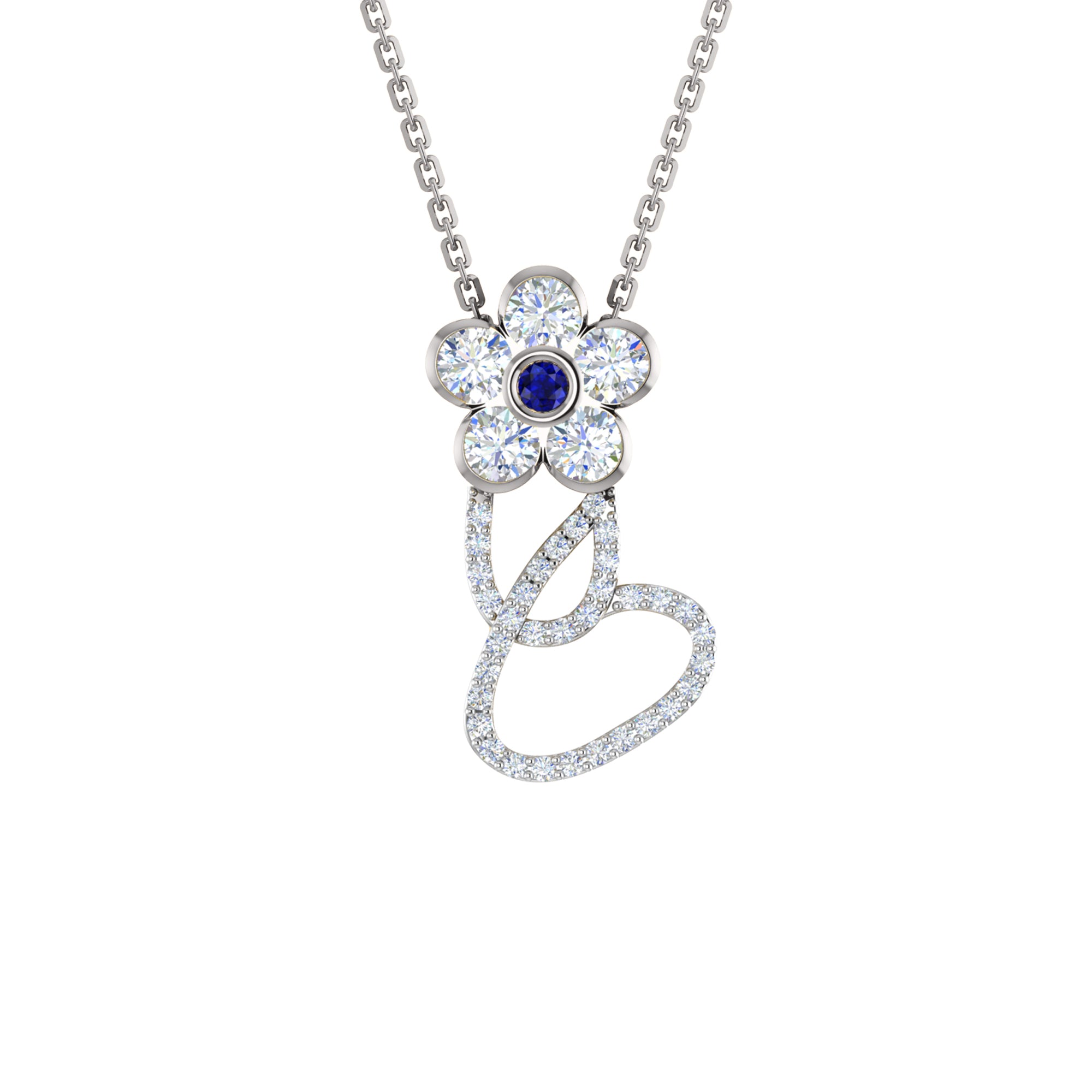RKC 1,65 Karat Moissanit-Blumenanhänger, 925er Silberschmuck, 14 Karat Roségold vergoldet, Gewicht 4,90 g, Höhe 26,00 mm