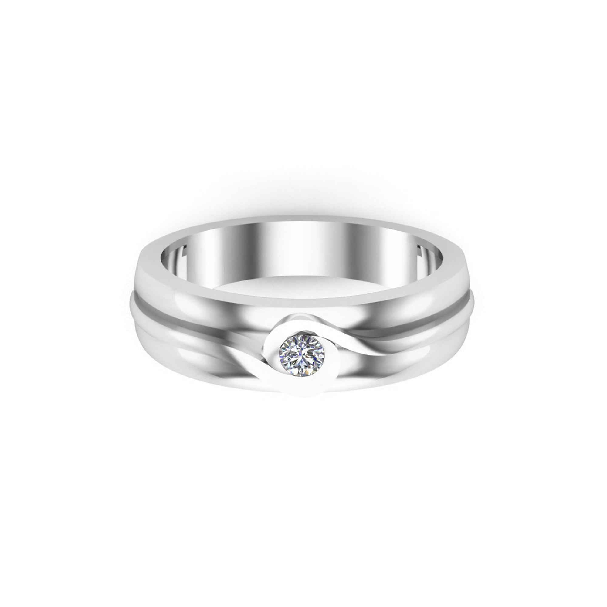 RKC 0,08 Karat Moissanit-Verlobungsring, 925er Silber, 14 Karat Roségold vergoldet, für Herren, Gewicht 3 g, Breite 4,50 mm