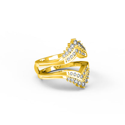 RKC Moissanit 925 Sterling Silber Hochzeit Enhancer Guard Verlobungsring 14 Karat Roségold vergoldet, Gewicht 6 g, Breite 6,50 mm