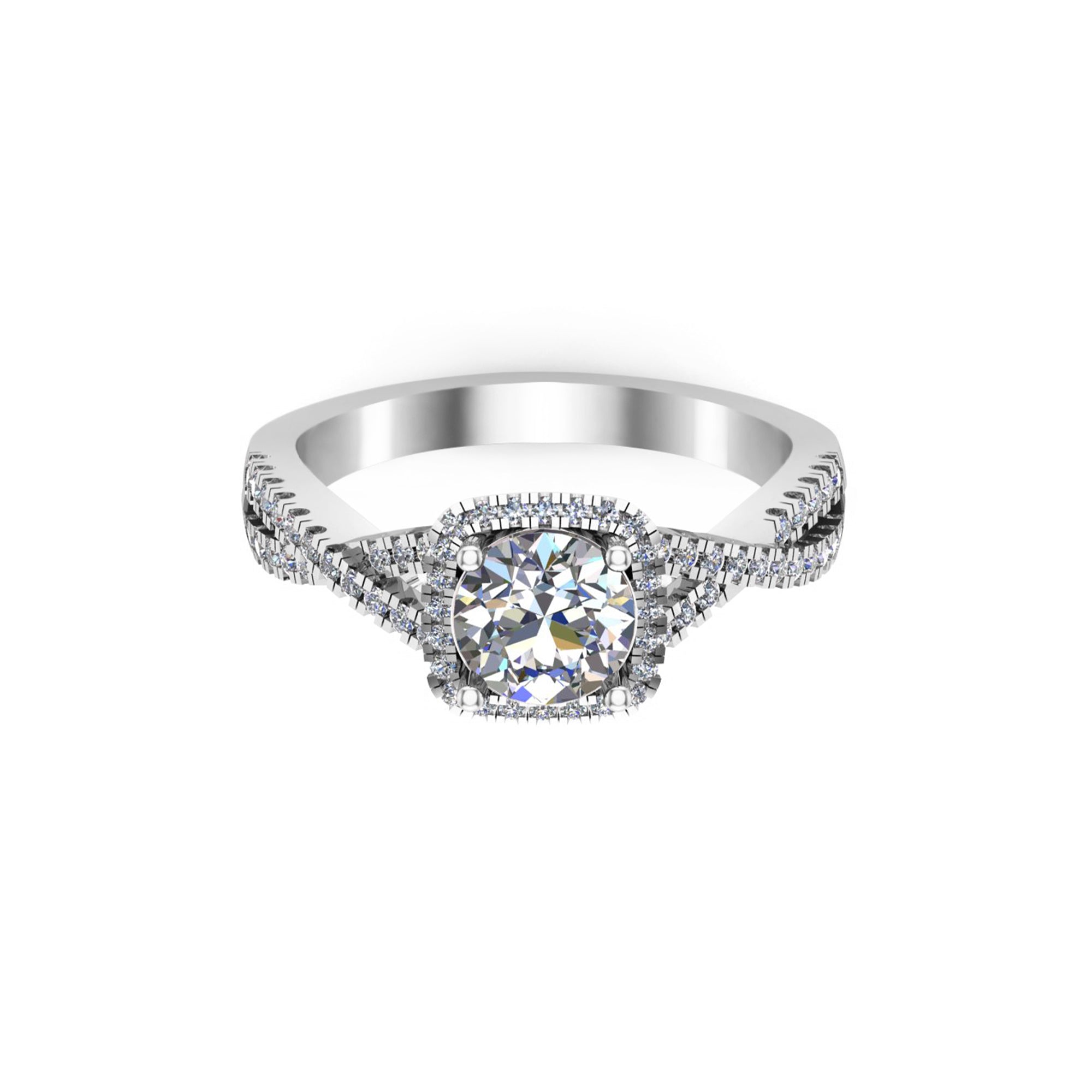 RKC Runder Moissanit-Hochzeits-Cross-Cross-Ring aus 925er Sterlingsilber, 14 Karat Roségold mit einem Gewicht von 2,20 g und einer Breite von 2 mm