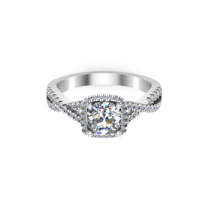 RKC Runder Moissanit-Hochzeits-Cross-Cross-Ring aus 925er Sterlingsilber, 14 Karat Roségold mit einem Gewicht von 2,20 g und einer Breite von 2 mm
