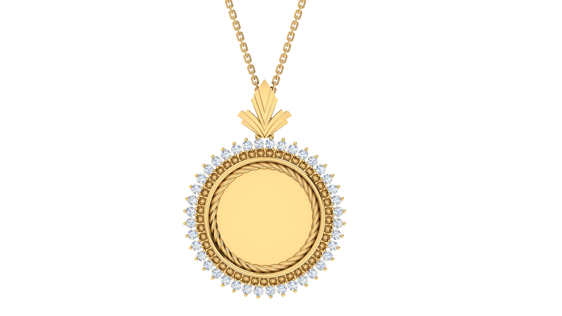 Rkc 0.52 Carat Moissanite Photo Memory Pendant 14k Yellow Gold Plated 925 Silver Weight 5.00gm ANd Height 21.00mm