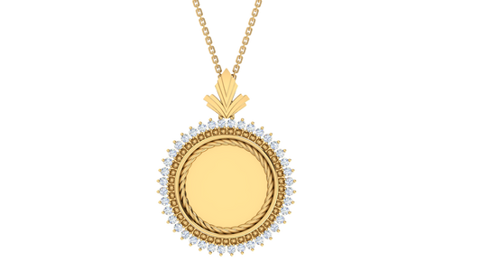 Rkc 0.52 Carat Moissanite Photo Memory Pendant 14k Yellow Gold Plated 925 Silver Weight 5.00gm ANd Height 21.00mm