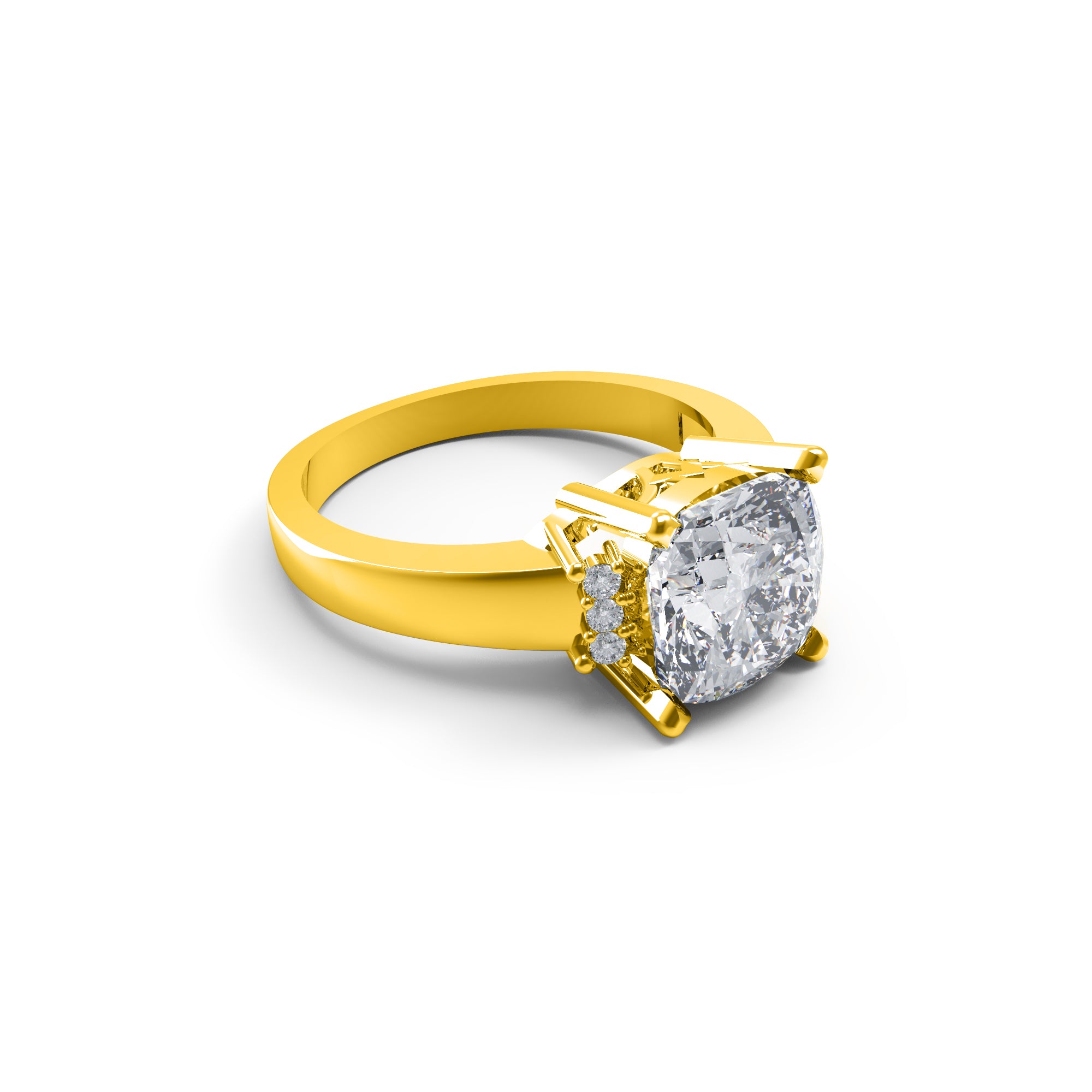 Fede nuziale solitaria in moissanite con taglio a cuscino RKC, argento 925, placcato oro giallo 14 carati, peso 3 g, larghezza 2,10 mm