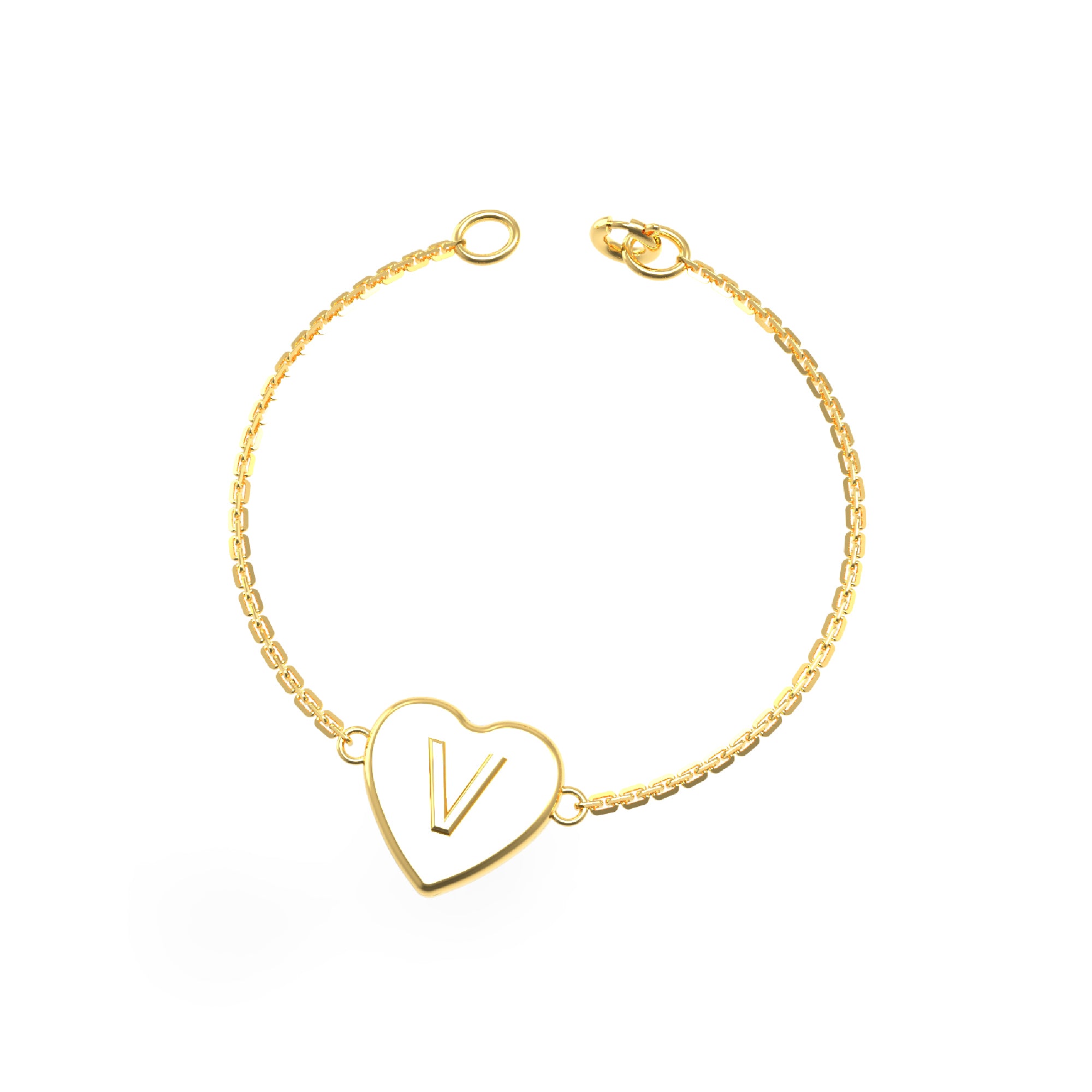 RKC 925 Sterling Silber Initiale Herz „V“ Buchstabenkette 14K Gelbgold vergoldet Produktgewicht 4,00 GM