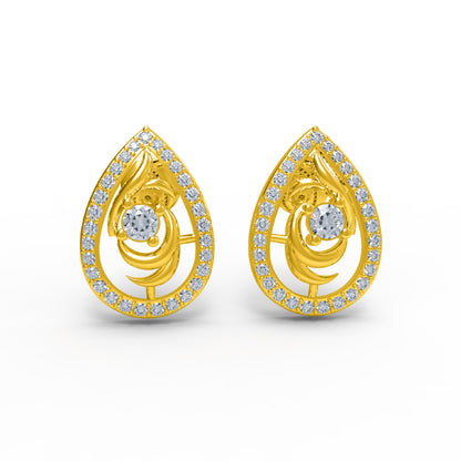 Orecchino da donna a forma di pera da donna in argento sterling RKC 925, giallo 14k, peso prodotto 2,60 GM, altezza pietra 12,80 mm