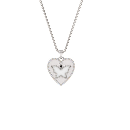 RKC 0,14 Karat Moissanit-Herz-Emaille-Anhänger-Halskette, 925er Silber, Schmuck, 14 Karat Gelbgold vergoldet, Produktgewicht: 4,50 g, Höhe: 18,50 mm
