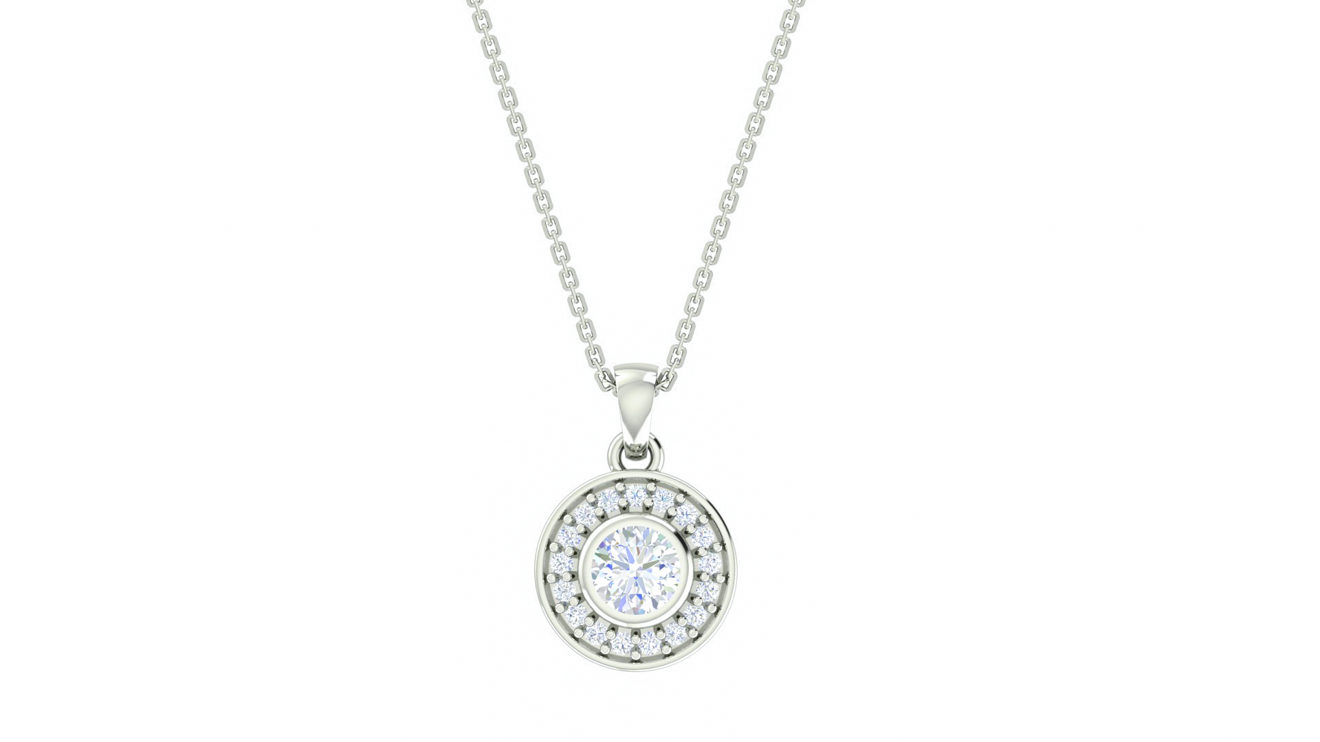 RKC Silver Halo 0,55 CT Moissanit runder Damen-Anhänger, 925er Silber, Gewicht 2,8 g, Höhe 15 mm