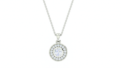 RKC Silver Halo 0,55 CT Moissanit runder Damen-Anhänger, 925er Silber, Gewicht 2,8 g, Höhe 15 mm