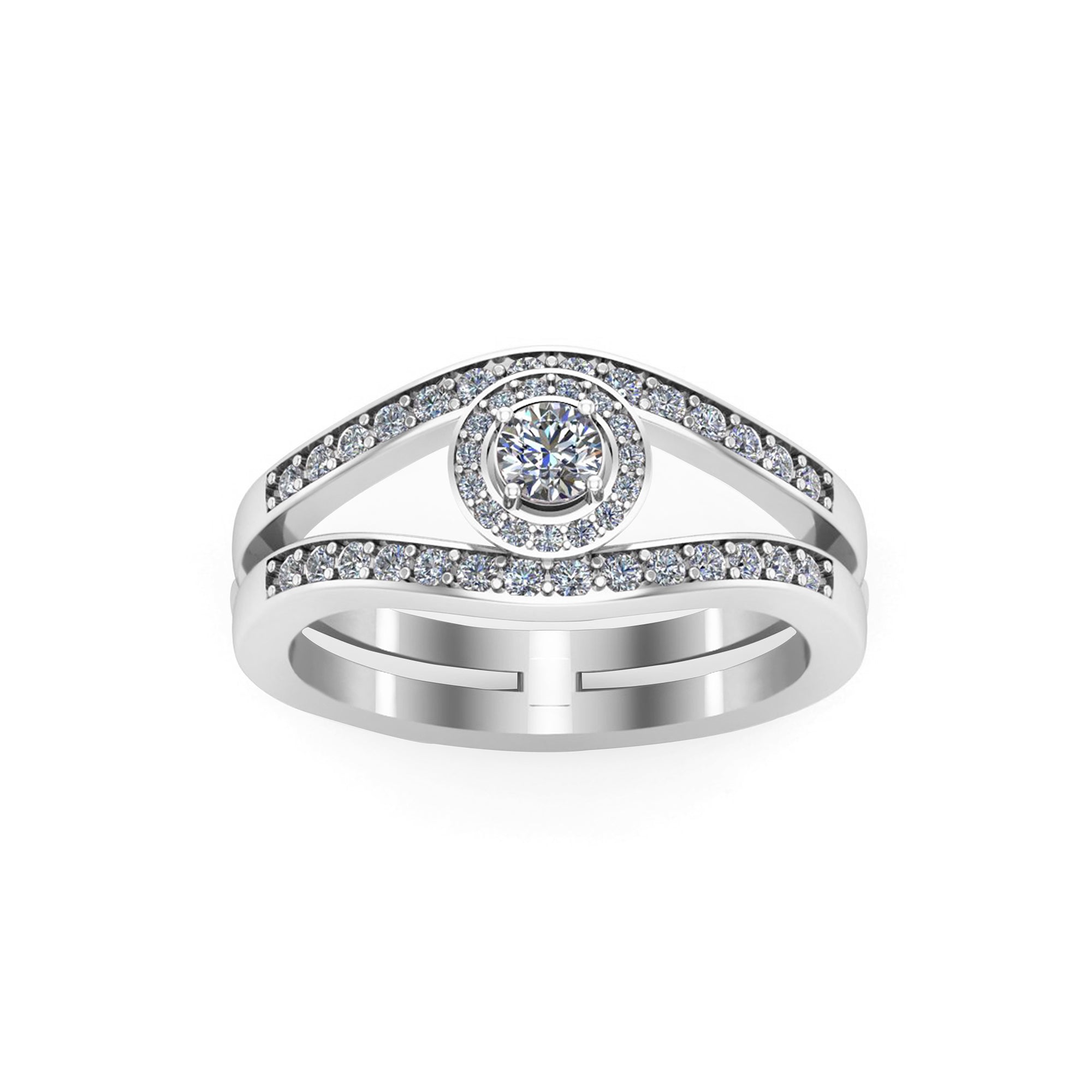 RKC Rundschliff-Moissanit-Evil-Eye-Ehering für Damen, 925er Sterlingsilber, 14 Karat Roségold vergoldet, Gewicht 4 g, Breite 3,50 mm