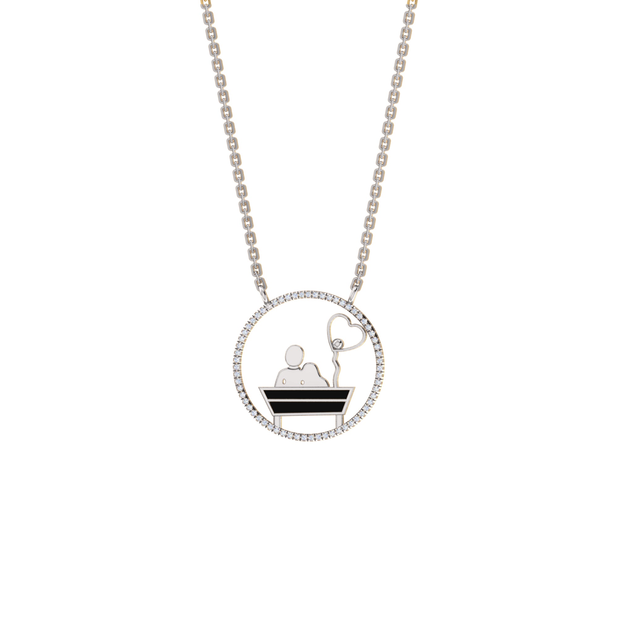 RKC 0,16 Karat Moissanit-Emaille-Anhänger, 925er Silber, Schmuck, 14 Karat Roségold vergoldet, Produktgewicht: 3,80 g, Höhe: 20,00 mm