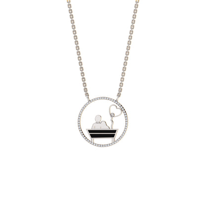 RKC 0,16 Karat Moissanit-Emaille-Anhänger, 925er Silber, Schmuck, 14 Karat Roségold vergoldet, Produktgewicht: 3,80 g, Höhe: 20,00 mm