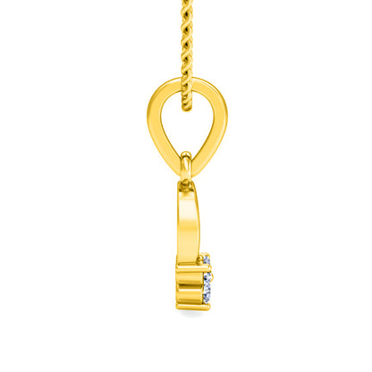 RKC Zarter Moissanit-Anhänger aus 925er Silber, 0,03 Karat, 14-Karat-Weißgold-Finish, Gewicht 2,6 g, Höhe 14 mm