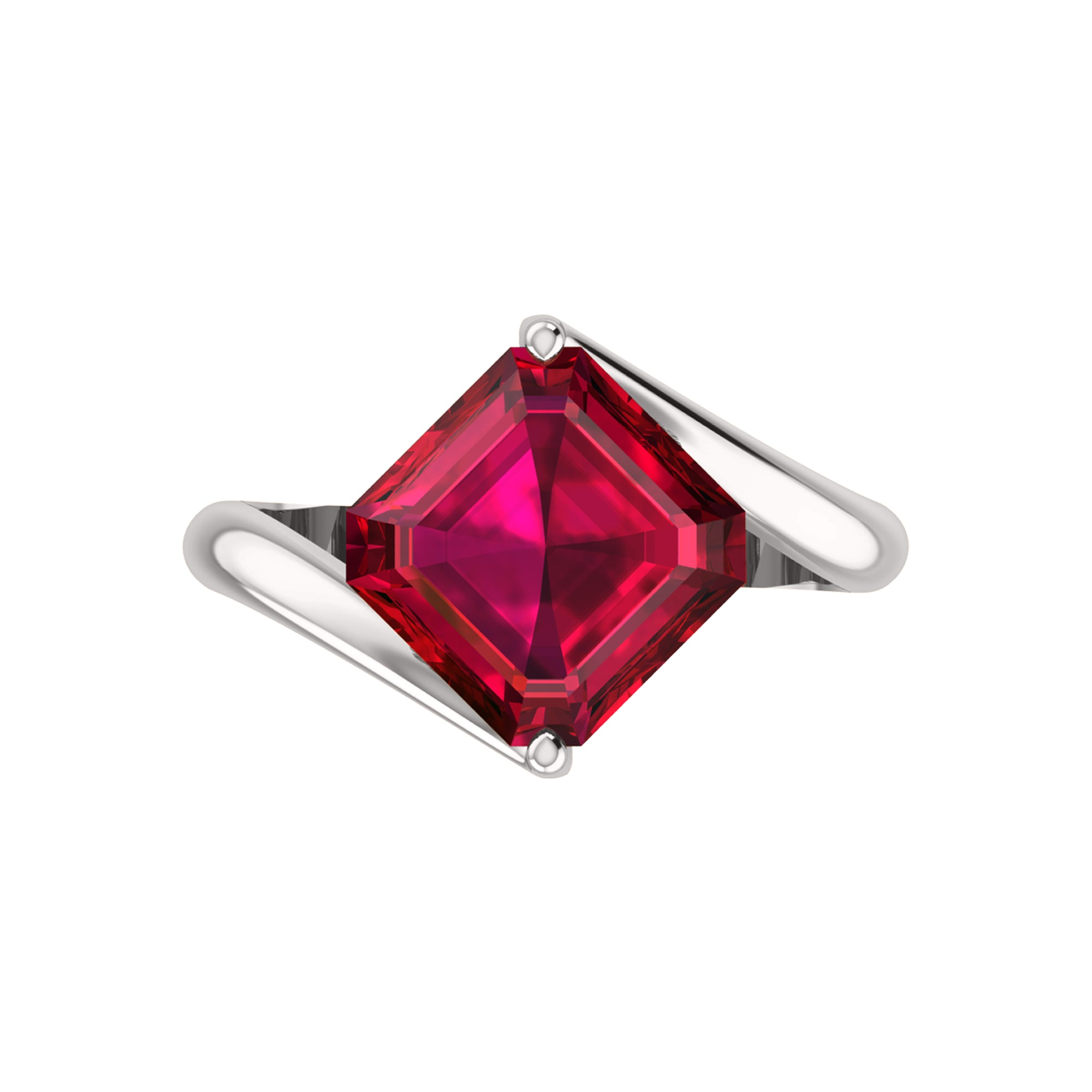 RKC Zircon Squared Beautiful Classic Solitaire Engagement Ring 14k Gold Over Birthday Gift