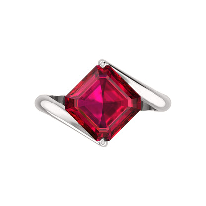 RKC Zircon Squared Beautiful Classic Solitaire Engagement Ring 14k Gold Over Birthday Gift