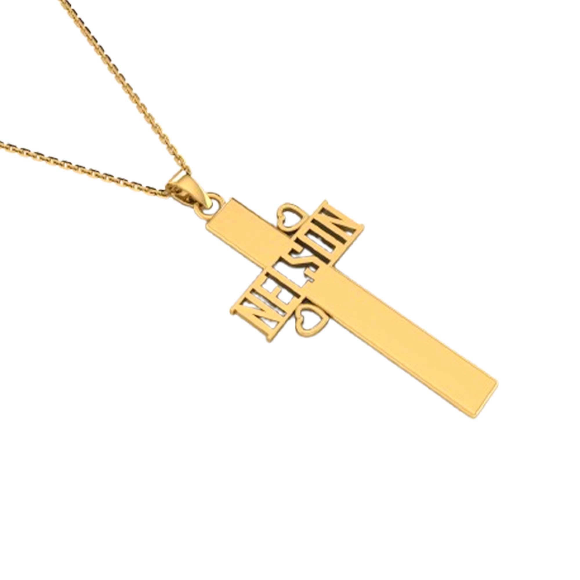 RKC 14k Gold Plated Cross Pendant Including Your Name Idea Religion Pendant Weight 5gm