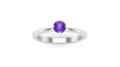 RKC RKC 0.50 Ct Round Cut Gemstone Amethyst 14k Yellow/ White Gold Plated For Women's Weight 2gm and Width 2mm