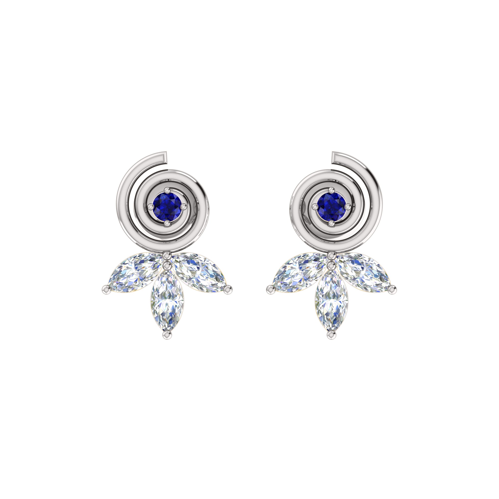 RKC Damen-Ohrring „Blume“ aus 925er-Sterlingsilber, 14 Karat Gelbgold mit einem Gesamtgewicht von 1,40 g, Höhe 11,40 mm